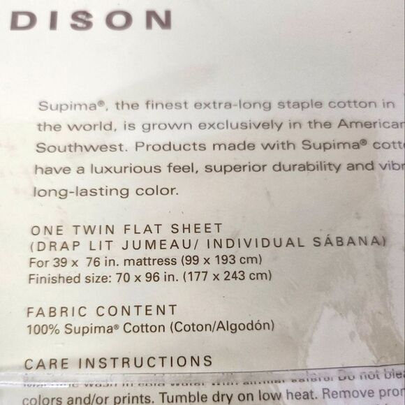 Lauren Ralph LaurenTwin Flat Sheet 400 TC 100% Supima Cotton Addison StamfordRed - Picture 4 of 4